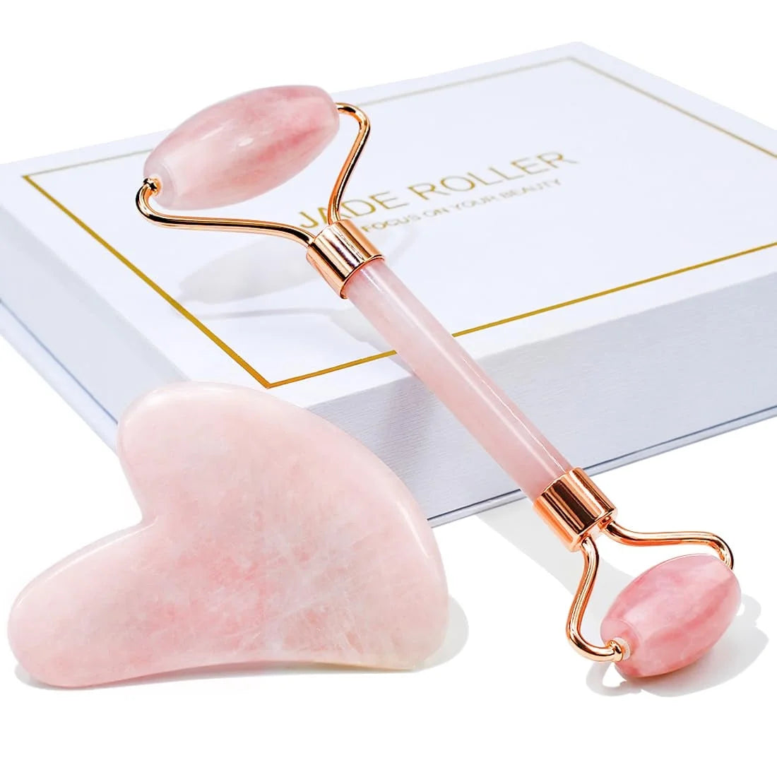 Pink Jade Roller Gua Sha Facial Massage Skin Care Tools