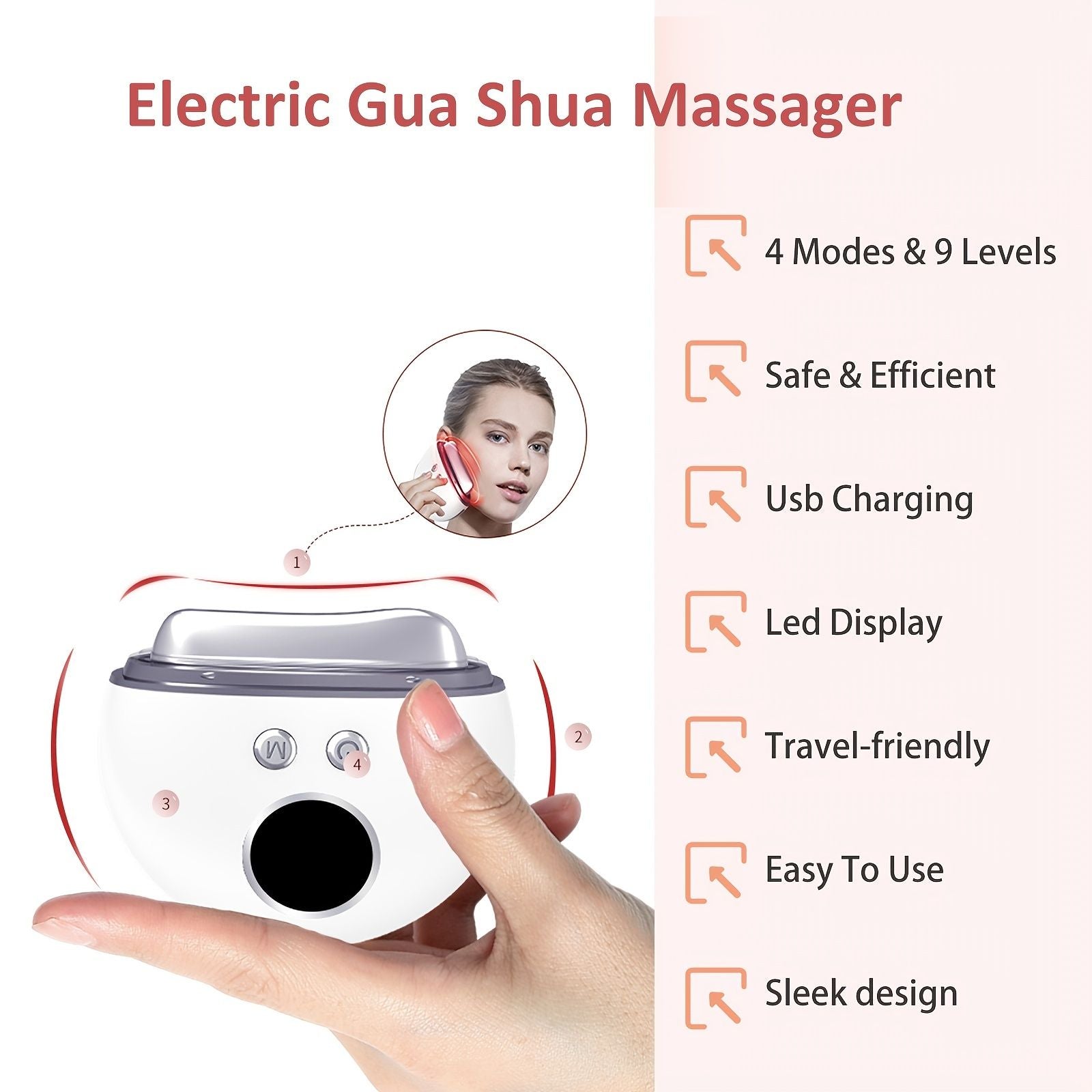 Electric Gua Sha Facial Massager 9 Modes Anti Aging Tool
