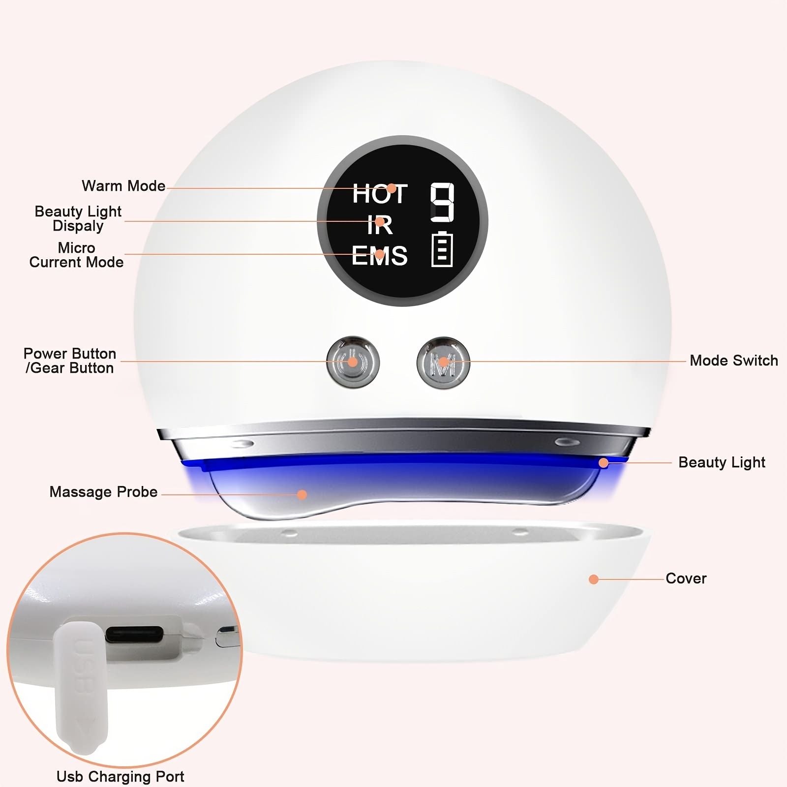 Electric Gua Sha Facial Massager 9 Modes Anti Aging Tool