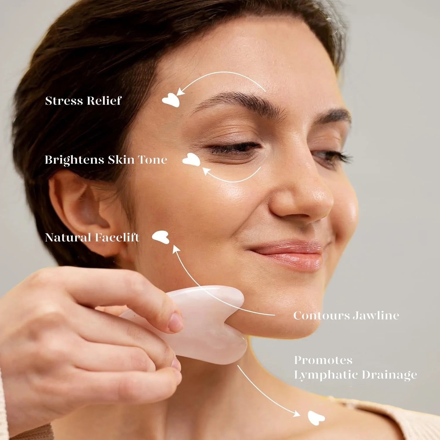 Pink Jade Roller Gua Sha Facial Massage Skin Care Tools