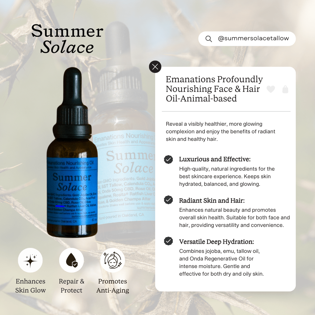 Emanations Profound Face Oil Nourishing Tallow Emu Oil Blend